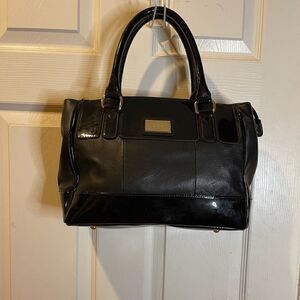 Tignanello black leather shoulder bag with gold tone hardwares